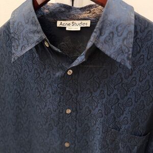 Acne Studios Navy Paisley Men's Shirt